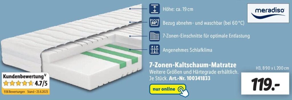 Wunderschãne Meradiso 7 Zonen Kaltschaummatratze Bild