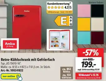 Lidl Amica Retro-Kühlschrank mit Gefrierfach Angebot