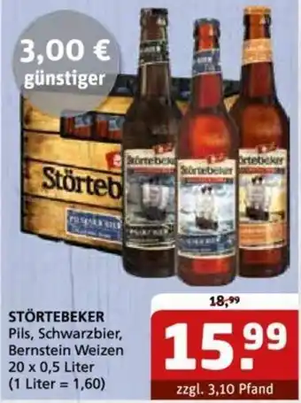 Getränke Quelle STÖRTEBEKER Pils, Schwarzbier, Bernstein Weizen 20 x 0,5 Liter Angebot