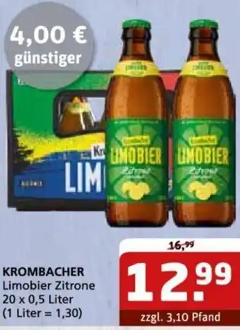 Getränke Quelle KROMBACHER Limobier Zitrone 20 x 0,5 Liter Angebot