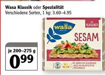 Globus Wasa Klassik Oder Spezialität Angebot