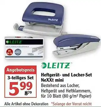 Globus Leitz Heftgerät- Und Locher-set Nexxt Mini Leitz Angebot