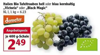 Globus Italien Bio Tafeltrauben Hell Oder Blau Kernhaltig „victoria” Oder „black Magic” Angebot