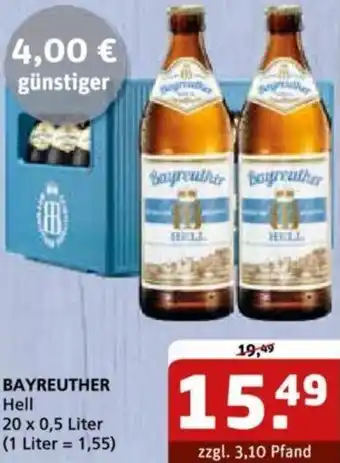 Getränke Quelle BAYREUTHER Hell 20 x 0,5 Liter Angebot