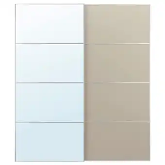 IKEA Auli / mehamn schiebetürpaar spiegelglas/doppelseitig beige 200x236 cm Angebot