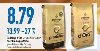 diska Dallmayr d'Oro oder Crema prodomo 1kg Angebot