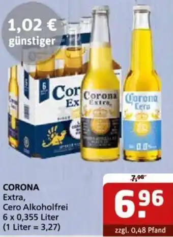 Getränke Quelle CORONA Extra, Cero Alkoholfrei 6 x 0,355 Liter Angebot