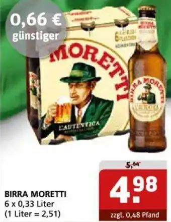 Getränke Quelle BIRRA MORETTI 6 x 0,33 Liter Angebot