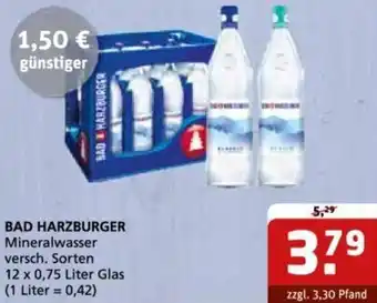 Getränke Quelle BAD HARZBURGER Mineralwasser 12 x 0,75 Liter Glas Angebot