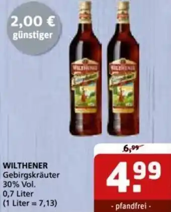 Getränke Quelle WILTHENER Gebirgskräuter 0,7 Liter Angebot