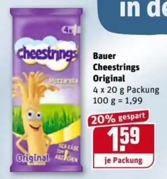 REWE Center Bauer Cheestrings Original 4x20g Angebot