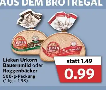 Combi Lieken Urkorn Bauernmild oder Roggenbäcker 500g Angebot