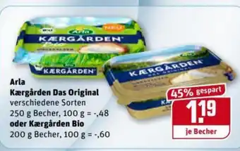 REWE Center Arla Kaergarden Das Original oder Kaergarden Bio 250/200g Becher Angebot