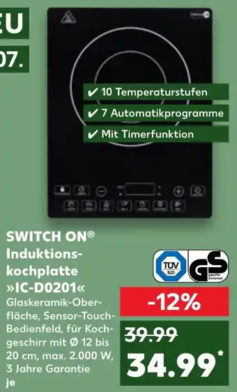 Kaufland SWITCH ONⓇ Induktions-kochplatte >>IC-D0201<< Angebot
