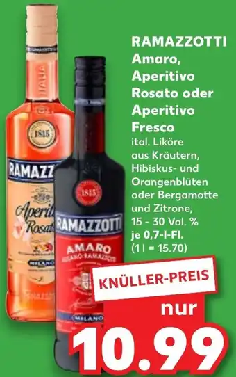 Kaufland RAMAZZOTTI Amaro, Aperitivo Rosato oder Aperitivo Fresco 0,7 L-Fl. Angebot