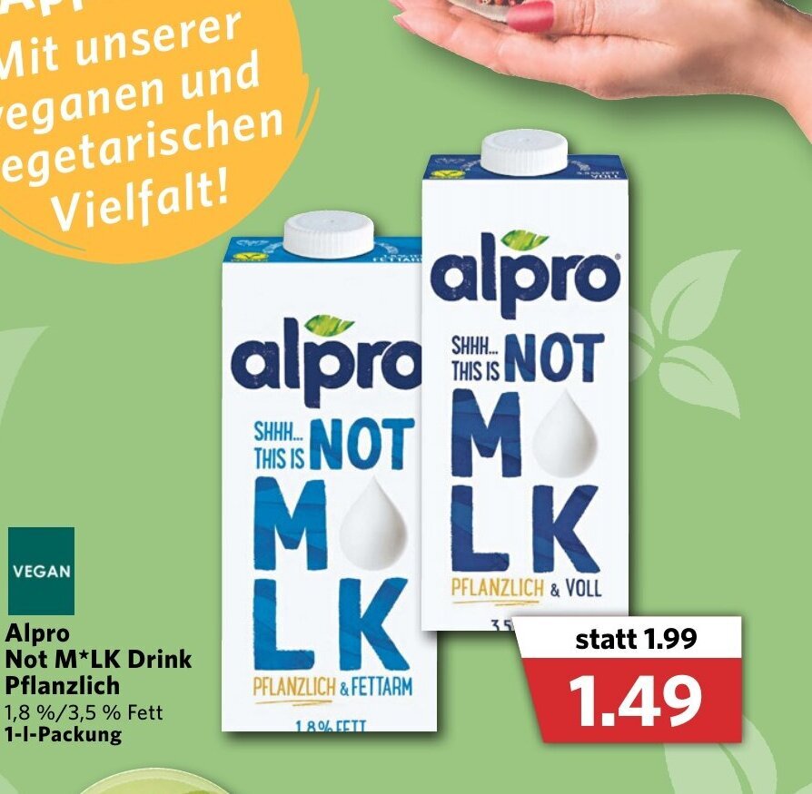 Fabelhafte Not Milk Alpro Angebot Ebenbild