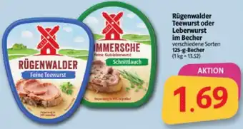 Markant Markt Rügenwalder Teewurst oder Leberwurst im Becher 125-g-Becher Angebot