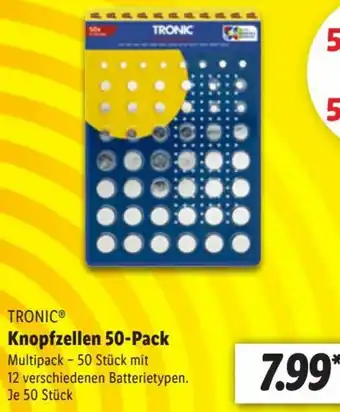 Lidl TRONIC® Knopfzellen 50-Pack Angebot