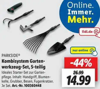 Lidl PARKSIDEⓇ Kombisystem Garten-werkzeug-Set, 5-teilig Angebot