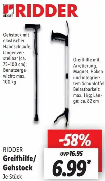 Lidl RIDDER Greifhilfe/ Gehstock Angebot