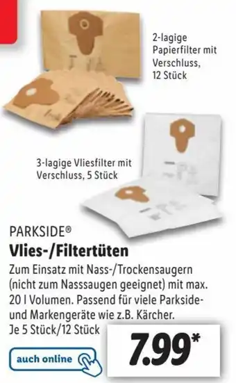 Lidl PARKSIDEⓇ Vlies-/Filtertüten Angebot