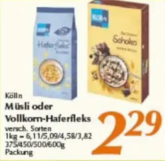 inkoop Kölln Müsli oder Vollkorn-Haferfleks 375/450/500/600g Packung Angebot