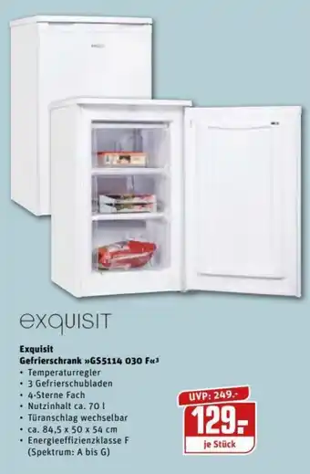 REWE Center Exquisit Gefrierschrank GS5114 030 F Angebot