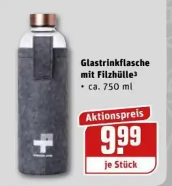 REWE Center Glastrinkflasche mit Filzhülle Angebot