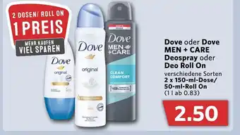 Combi Dove Men+Care Deospray Deo Roll On 2x150ml/50ml Angebot