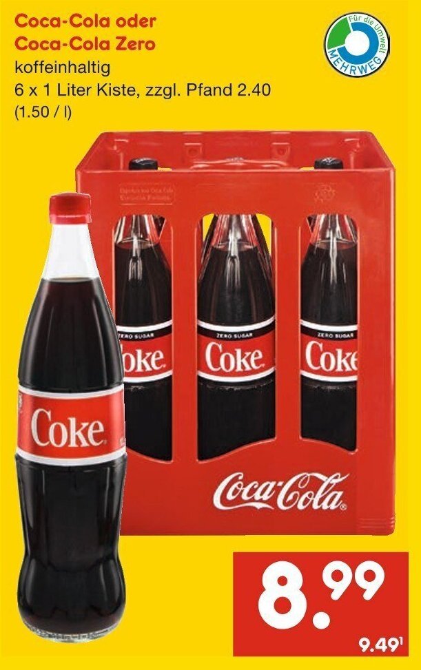 coca cola zero coca cola 1 liter kiste angebot diese woche