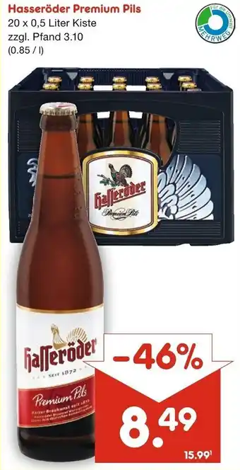 Netto Getränke Discount Hasseröder Premium Pils 20 x 0,5 Liter Kiste Angebot