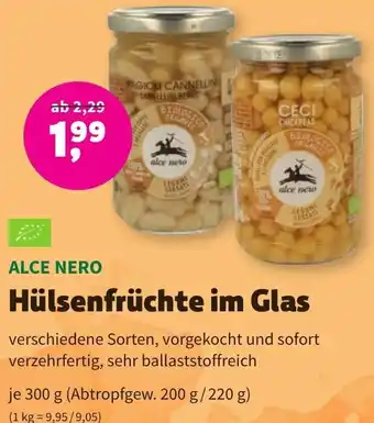 Biomarkt ALCE NERO Hülsenfrüchte im Glas 300 g Angebot