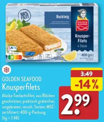 Aldi Nord GOLDEN SEAFOOD Knusperfilets 400 g Packung Angebot