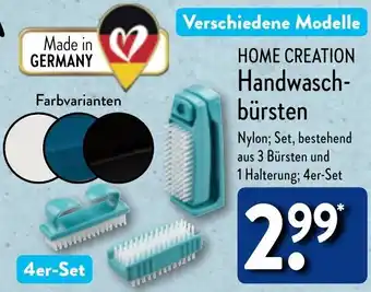 Aldi Nord HOME CREATION Handwaschbürsten Angebot