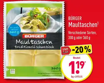 Aldi Nord Bürger Maultaschen 360/300g Angebot