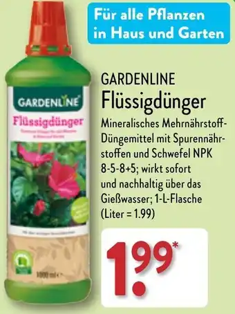 Aldi Nord GARDENLINE Flüssigdünger 1 L Flasche Angebot