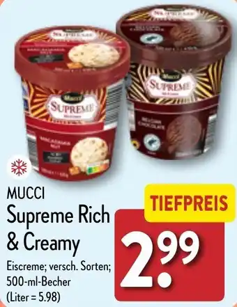 Aldi Nord MUCCI Supreme Rich & Creamy 500 ml Becher Angebot