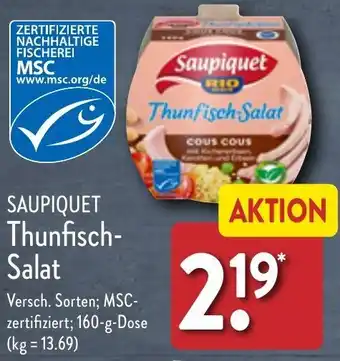 Aldi Nord SAUPIQUET Thunfisch-Salat 160 g Dose Angebot