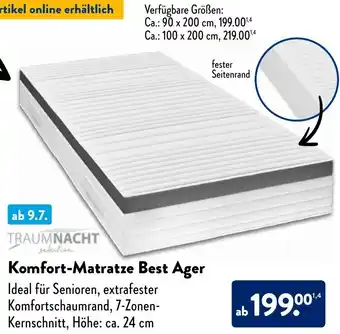 Aldi Nord TRAUMNACHT Komfort-Matratze Best Ager Angebot