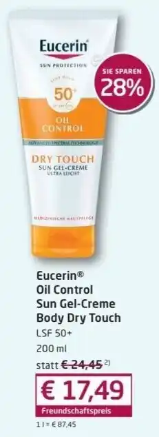 Sabelus XXL Eucerin® Oil Control Sun Gel-Creme Body Dry Touch LSF 50+ 200 ml Angebot