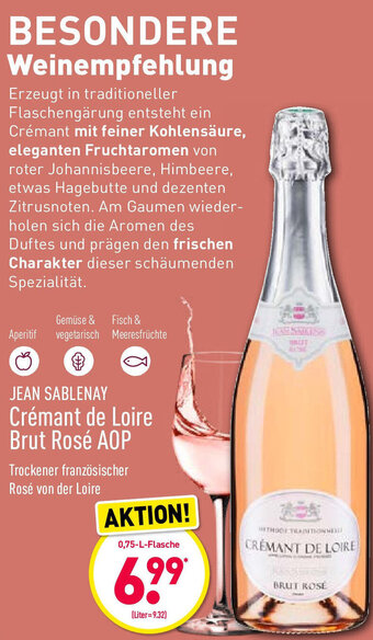 Aldi Nord Jean Sablenay Crémant de Loire Brut Rosé AOP 0,75L Angebot