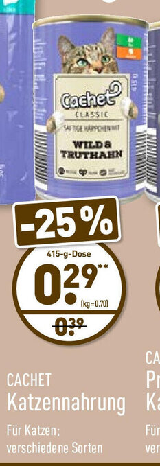 Aldi Nord Cachet Katzennahrung 415g Dose Angebot