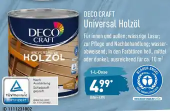 Aldi Nord Deco Craft Universal Holzöl 1L Angebot