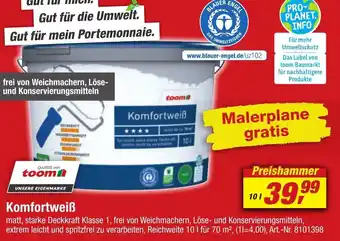 toom Baumarkt Komfortweiß 10 L Angebot