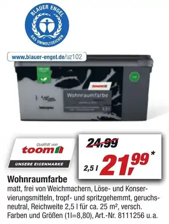 toom Baumarkt Wohnraumfarbe 2,5 L Angebot