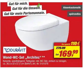 toom Baumarkt DURAVIT Wand-WC-Set ,,Architec" Angebot