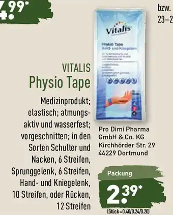 Aldi Nord Vitalis Physio Tape Angebot