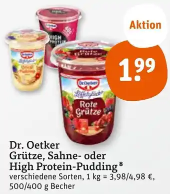 tegut Dr. Oetker Grütze, Sahne- oder High Protein-Pudding 500/400 g Becher Angebot