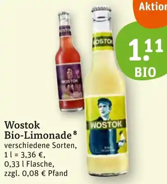 tegut Wostok Bio-Limonade 0,33 L Flasche Angebot