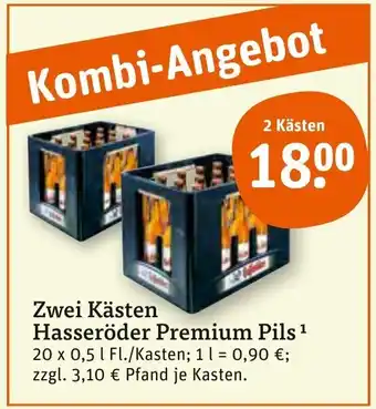 tegut Zwei Kästen Hasseröder Premium Pils 20 x 0,5 l Fl./Kasten Angebot